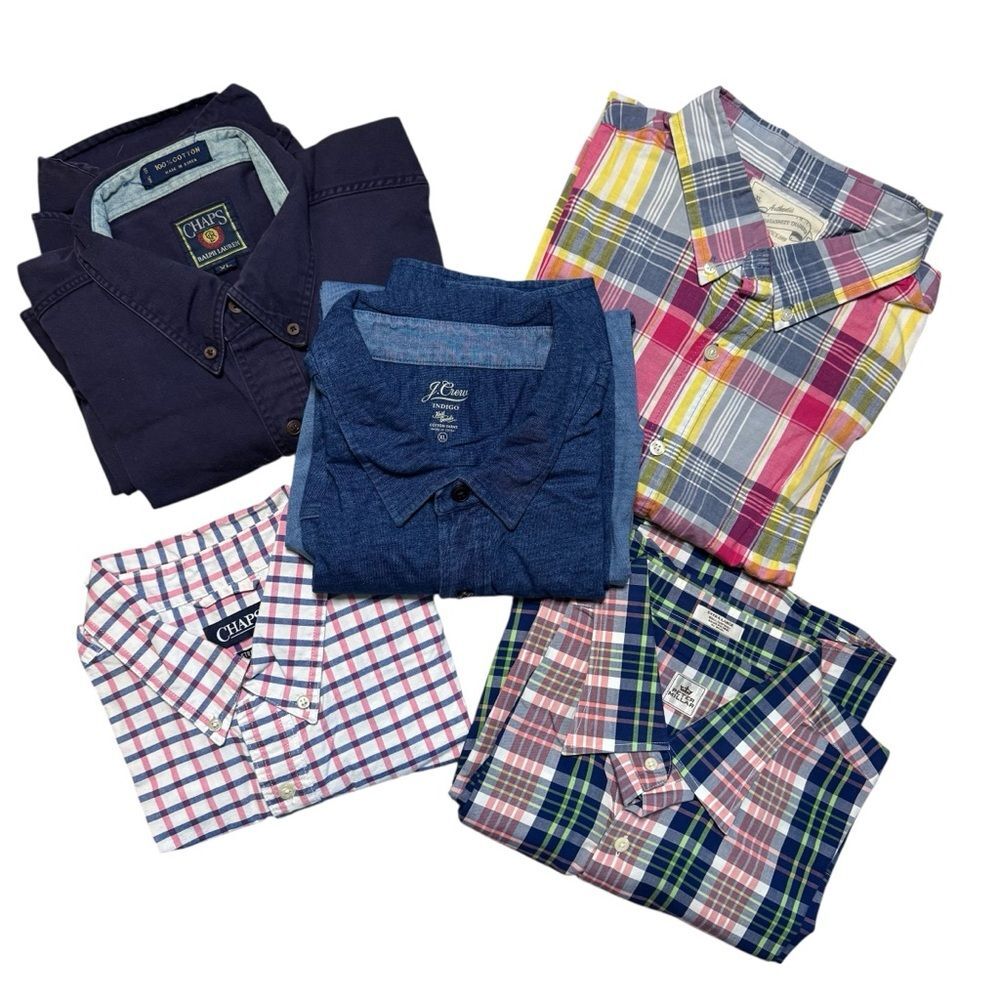 LOT OF 5 Men's Casual Button Down Long Sleeve Shirts Size XL Business Casual